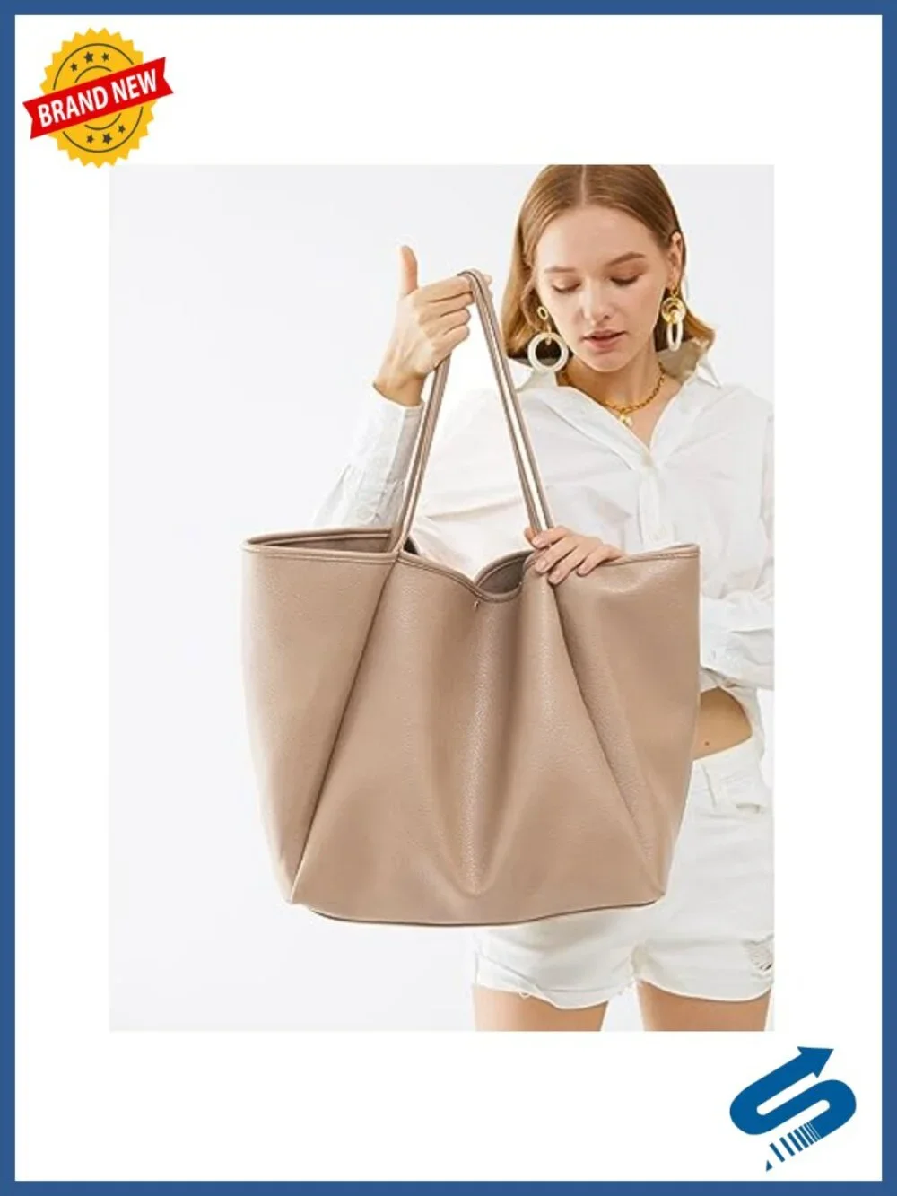 Oversize Pu Leather Tote Women Weekender Bag Shopper Handbag Travel Purse